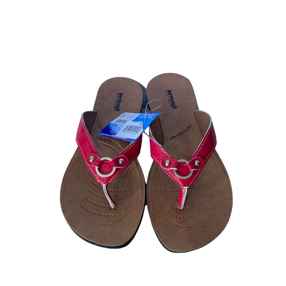 AeroSoft Womens Willow Red Flip Flop Slip On Sandals Sz 7